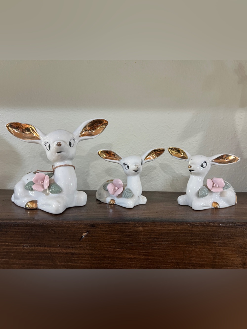 Vintage Chase Japan Set of Three Deer Porcelain